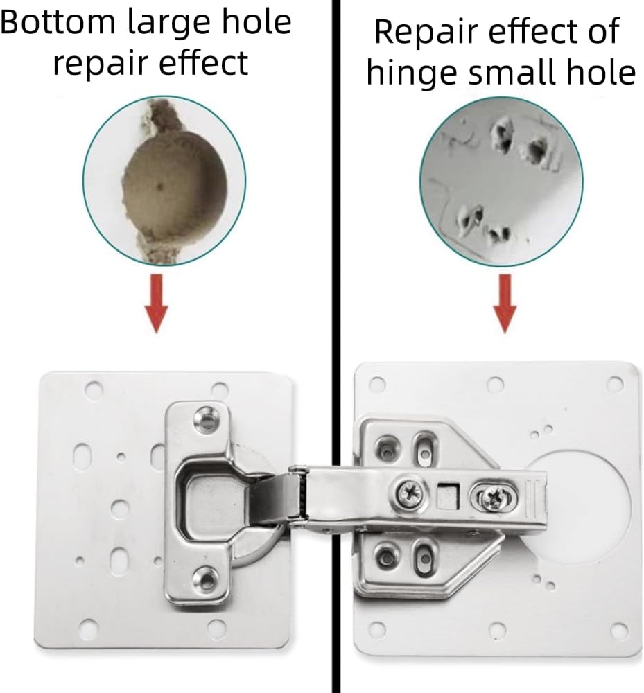 Cabinet Hinge Repair Kit – Fix Loose Cabinet Doors & Stripped Screw Holes, 4 Heavy Duty Repair Plates with Screws, Easy Installation for Kitchen Cabinets