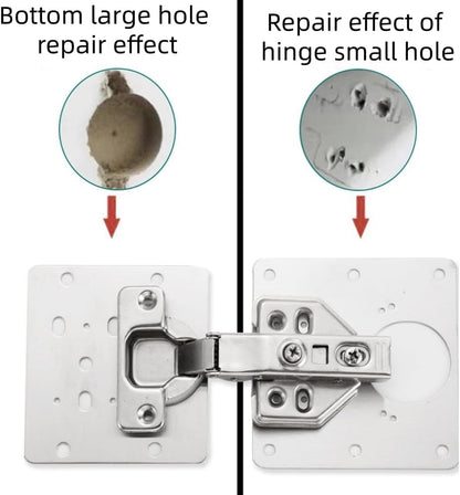 Cabinet Hinge Repair Kit – Fix Loose Cabinet Doors & Stripped Screw Holes, 4 Heavy Duty Repair Plates with Screws, Easy Installation for Kitchen Cabinets