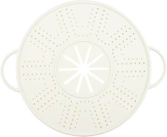 Fenteer Silicone Spill Stopper Lid Silicone Splatter Screen with Steam Vents Multi Use Boil over Spill Stopper for Stockpots Kitchen, White