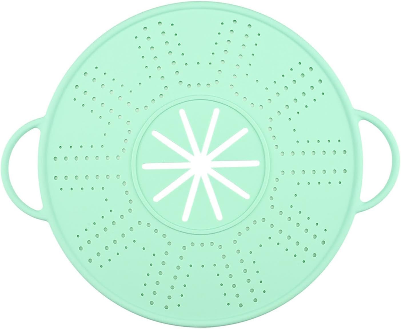 Silicone Spill Stopper Lid, 10.94 in Double Handle Splatter Screen for Boil-Over and Oil Splatter, Black