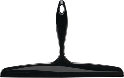 iDesign Plastic Bath Squeegee for Glass with Suction Hook Holder – 12", Clear