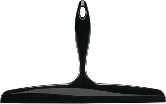 iDesign Plastic Bath Squeegee for Glass with Suction Hook Holder – 12", Clear