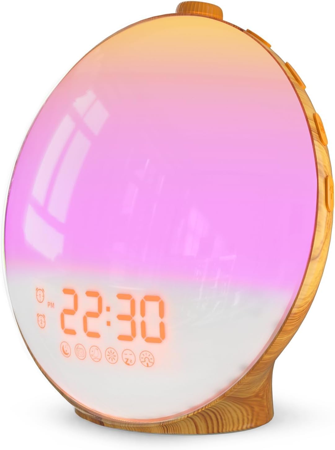 Sunrise Alarm Clock for Heavy Sleepers, Wake Up Light with Sunrise/Sunset Simulation, Dual Alarms & Natural Sounds, Snooze & Sleep Aid, FM Radio, 7 Colors Night Light for Bedroom, Ideal for Gift