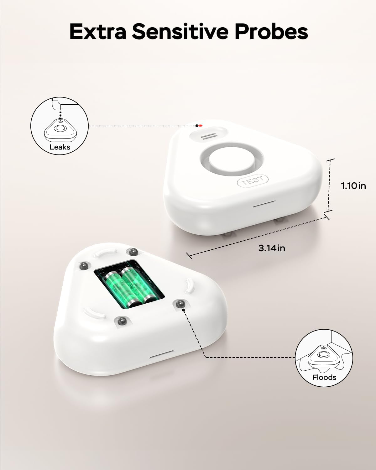 Water Alarm Leak Detector,Water Leak Detectors for Home with App Alerts,Water Sensor Alarm Leak Detector with 120db Adjustable,500ft Transmission for Basement,Bathroom,No Hub Required (Support 2.4G)