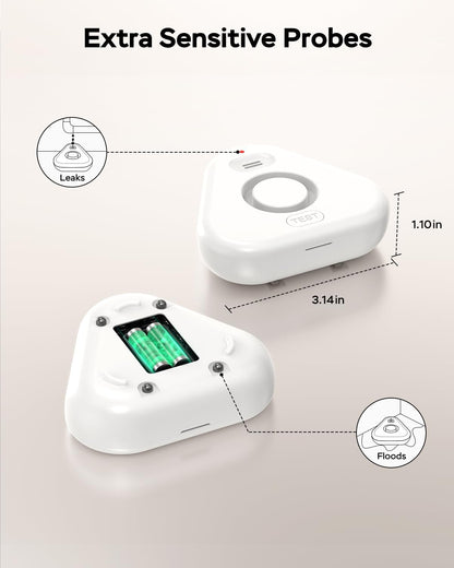 Water Alarm Leak Detector,Water Leak Detectors for Home with App Alerts,Water Sensor Alarm Leak Detector with 120db Adjustable,500ft Transmission for Basement,Bathroom,No Hub Required (Support 2.4G)