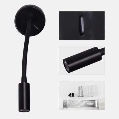 Wall Mounted Reading Lamp LED 3W Warm White 3000K Hardwired for Reading Matt Black(Black Hard-Wired 2PCS)
