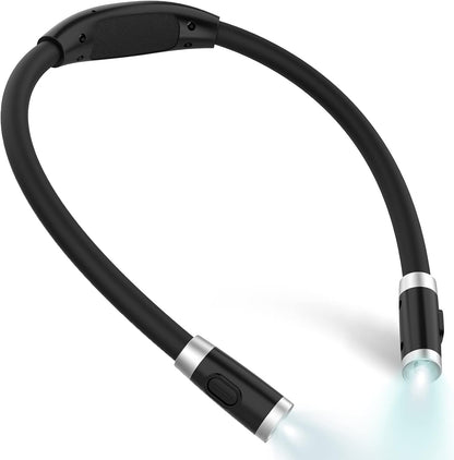 LEDGLE Neck Book Light for Reading Rechargeable,Long Arm,6 Brightness-Black
