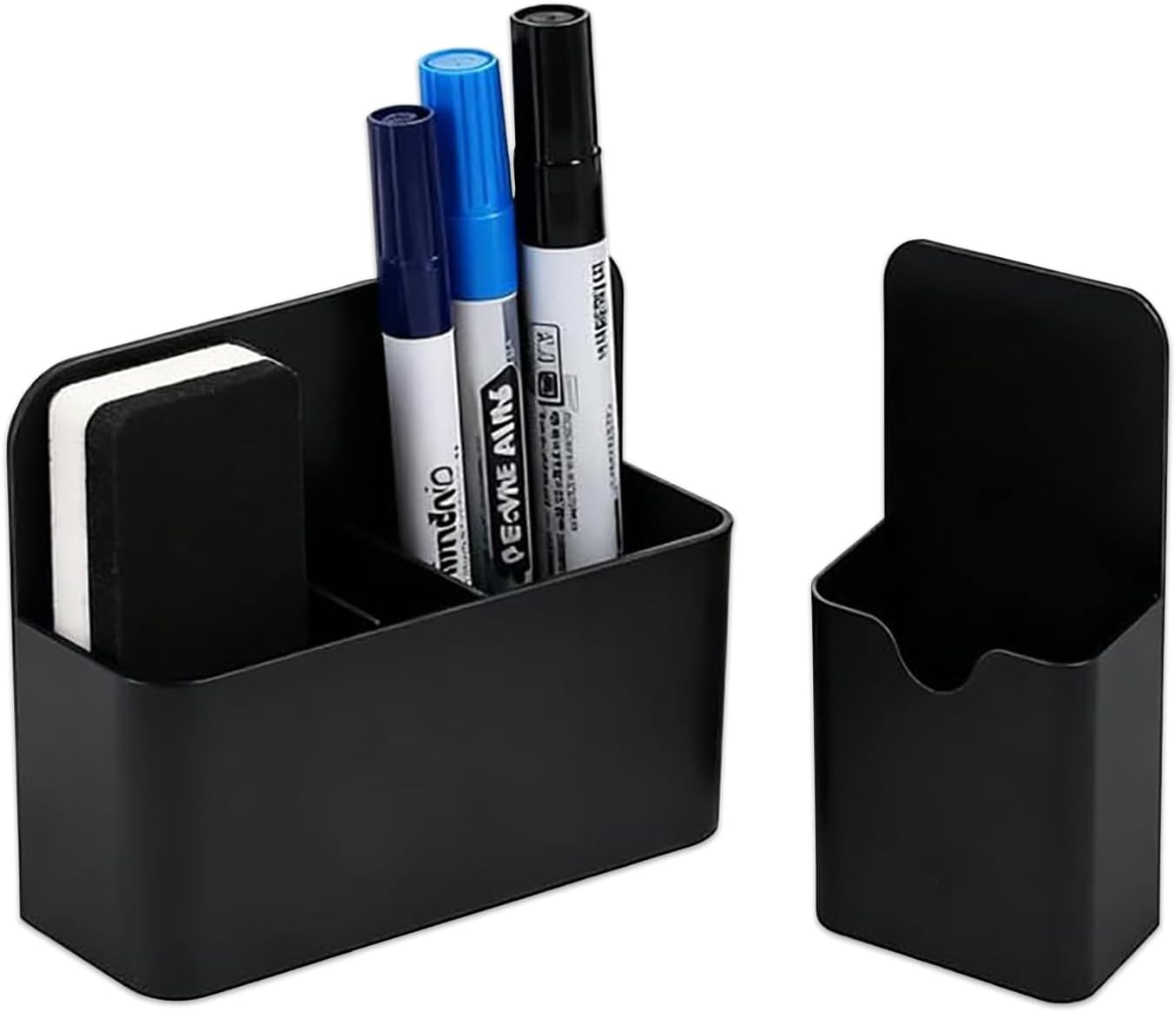 2-piece Black Hangable Dry Erase Pen Holder, Refrigerator, Whiteboard | Waterproof Oxford Cloth and PVC, Clear Window for Easy Identification, Reinforced Eyelets, Great Capacity