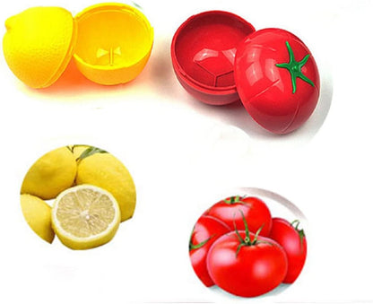 4 PCS Fruit & Vegetable Shaped Food Saver Storage Containers | Storage Holder Refrigerator Vegetable Crisper(Onion, tomato, lemon, green pepper)