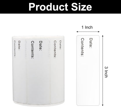 Hitefu 500 Pcs 1x3 Inch Freezer Labels, Removable No Residue Food Storage Containers Labels for Food Containers, Mason Jars & Kitchen Storage, Oil & Water Resistance