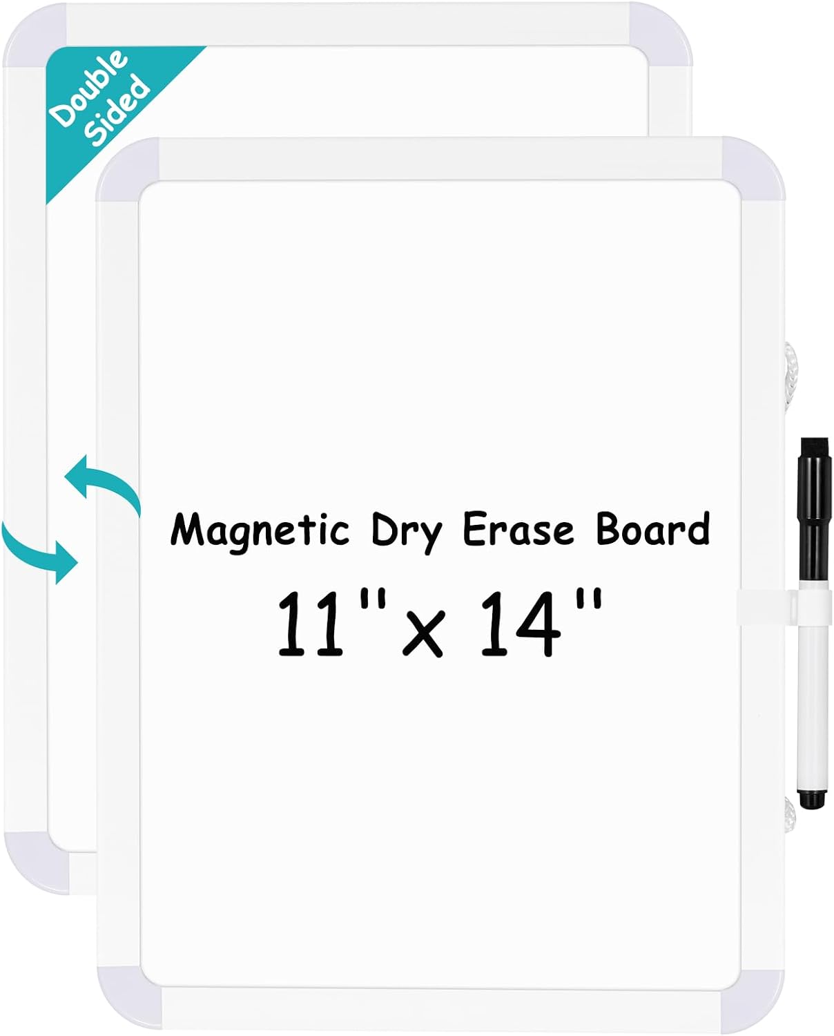 Magnetic Dry Erase Whiteboard for Fridge, 12"x8" Small White Board for Refrigerator, Grocery List & Meal Planner Kitchen Organizer with Stain Resistant Technology, Includes 3 Markers & Eraser