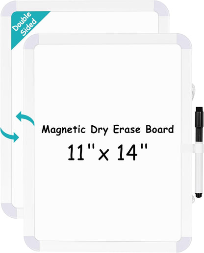 Magnetic Dry Erase Whiteboard for Fridge, 12"x8" Small White Board for Refrigerator, Grocery List & Meal Planner Kitchen Organizer with Stain Resistant Technology, Includes 3 Markers & Eraser