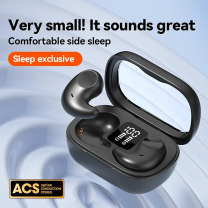 Piluyaa Sleep Earbuds Bluetooth in Ear Light-Weight Headphones, Mini Invisible Earplugs Small Design for Side Sleepers, 58H Playtime with Charging Case, Clear Calls& Noise Block-Black
