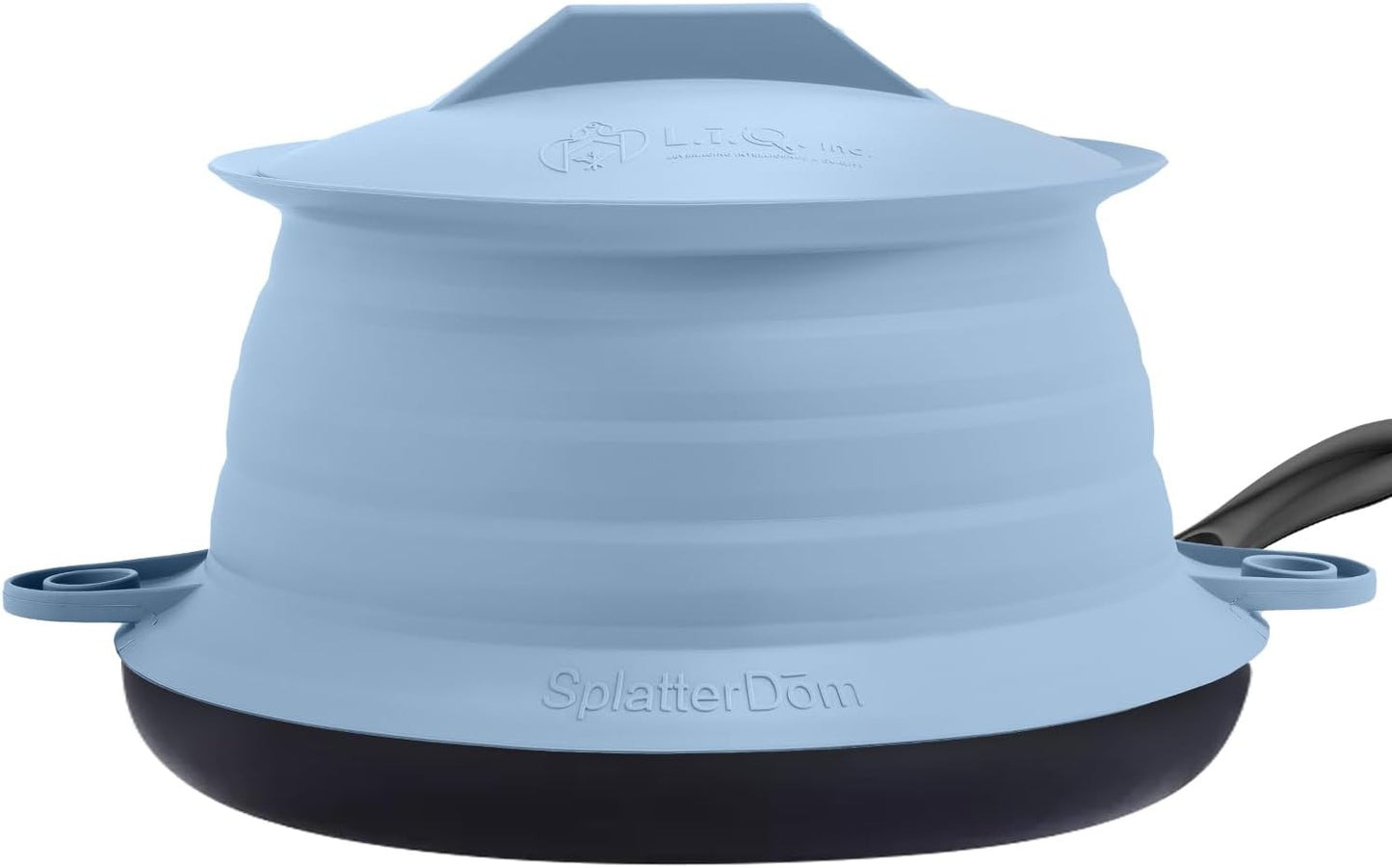 L.I.Q. Silicone Splatter Guard, Durable SplatterDom, Blue Steel, Large | 10 and 12 Inch Pots, 10'' Lid, Food and Oil Splash Guard for Cooking, Easy to Clean and Store, BPA-Free, Microwave Safe