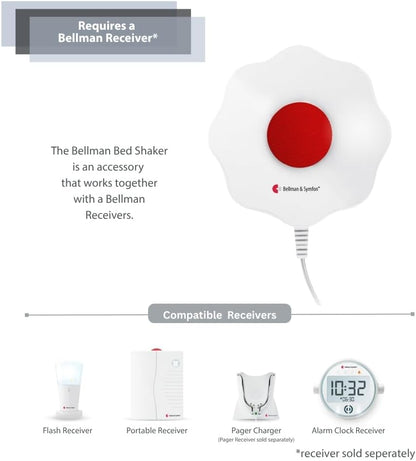 Bellman & Symfon Bed Shaker - Vibration Alert for Deaf and Hard of Hearing - Emergency Notification Aid for Seniors and Assisted Living Support - Not a Standalone Product - Bellman Accessory