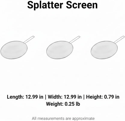 Stainless Steel Splatter Screen for Frying Pan, 13 Inch Mesh Oil Guard to Keep Stovetop Clean (1 Piece)