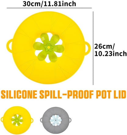Silicone Boil Over Spill Safeguard - Food Grade Kitchen Stopper Lid for Pots and Pans - Silicone Cover in Grey and Yellow(Beige,Small)