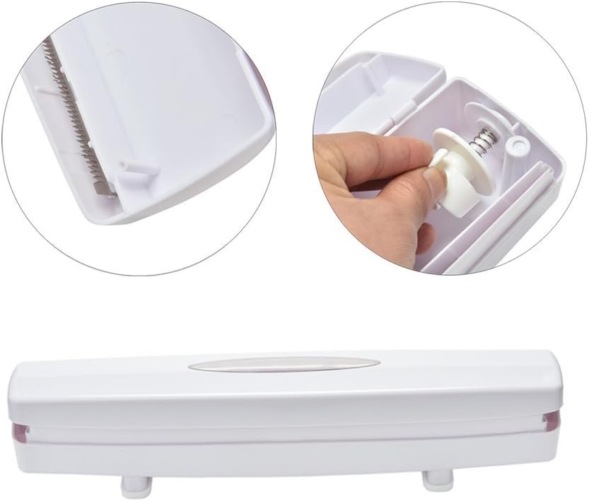 Plastic Wrap Cutter, Food Freshness Dispenser Preservative Film Unwinding Cutting Foil Cling Wrap Kitchen Accessories Easy to Use Just Pull Press Cut and Wrap