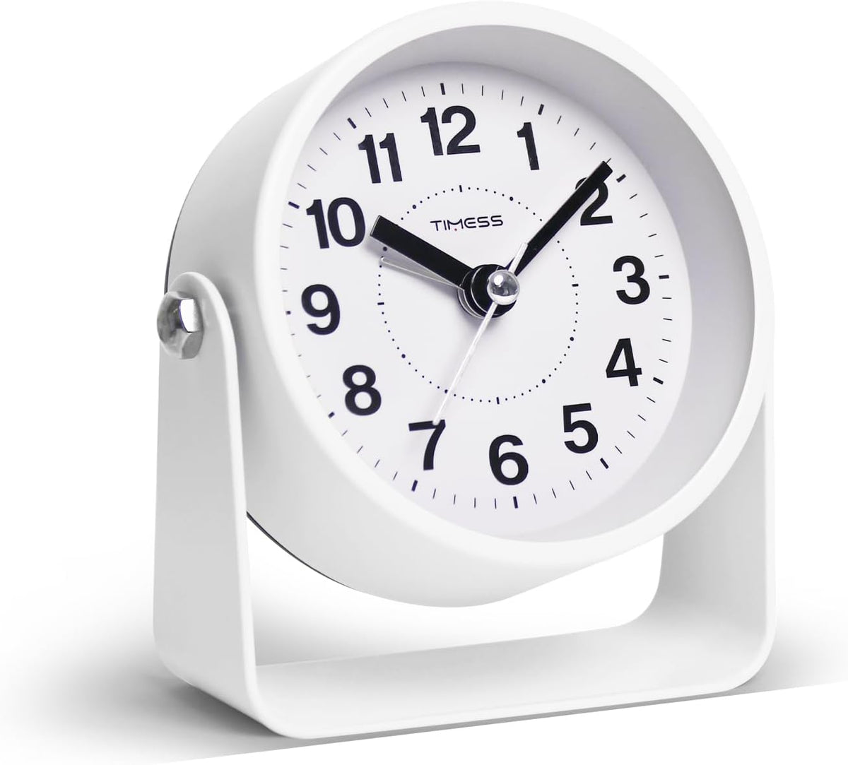 TIMESS Analog Alarm Clock with Snooze & Light, Silent Non-Ticking, White