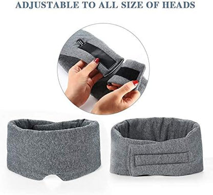 FRESHME Cotton Sleep Eye Mask for Men - Upgrade Design Blackout Side Sleeper Eyes Cover for Night Sleeping, Large Size Wide Soft Travel Airplane Blindfold with Adjustable Velcro Strap for Work Nap
