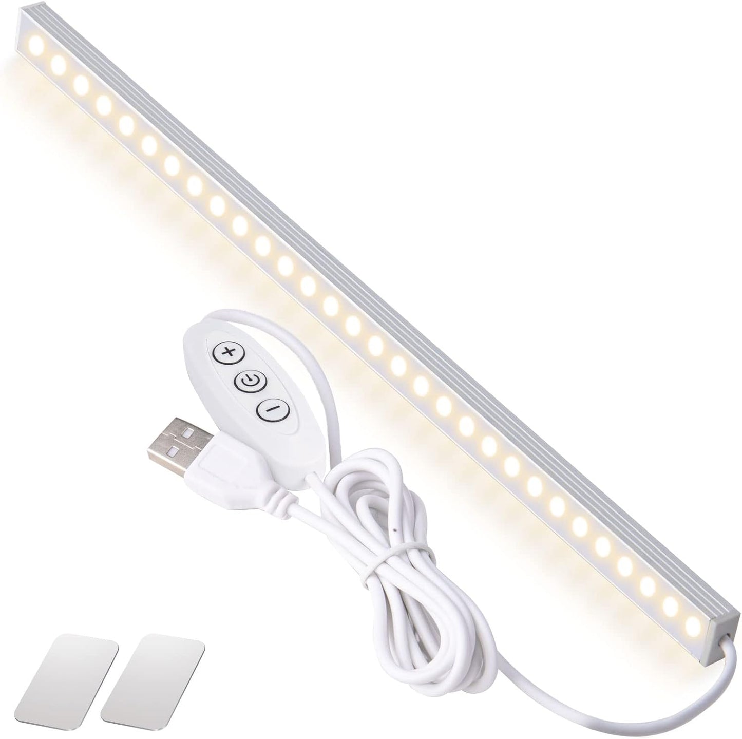 DWEPTU USB Powered Under Cabinet Lighting, 12" Tool-Free Mount Dimmable LED Strip for Pantry & Workspace