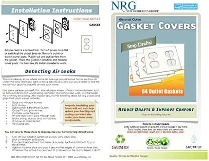 64 Pack Electrical Outlet Gasket Covers, Draft Stopper Foam Insulator Gaskets