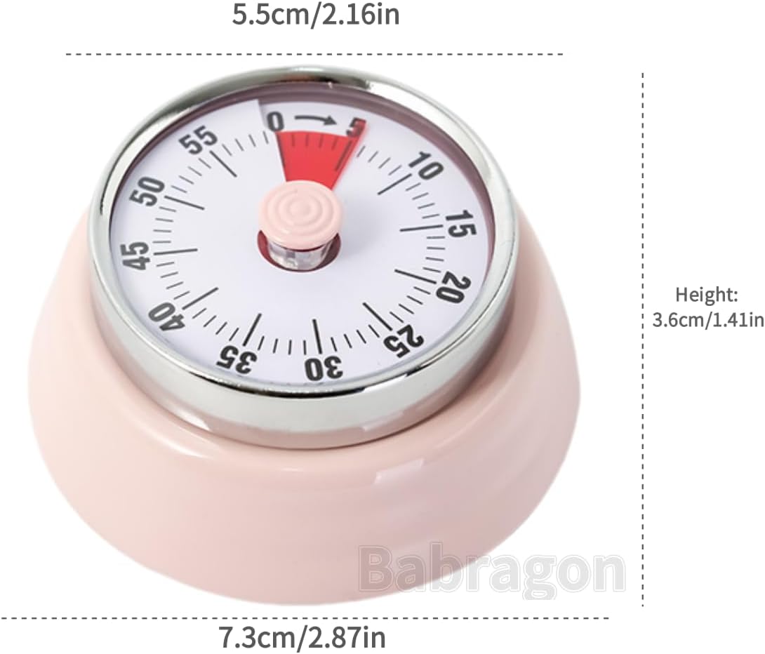 Visual Timer, 60-Minute Magnetic Mechanical Kitchen Timer Green | Stainless Steel Manual Countdown Timer with Loud Alarm for Cooking, Fitness, Office