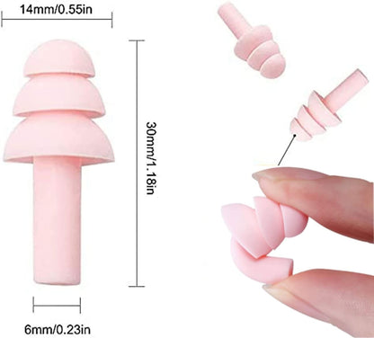 Earplugs for Sleeping Noise Cancelling Reusable Silicone Ear Plugs Suitable for Swimming Travel Snoring Airplanes Study Work Noisy Places（8Pairs）