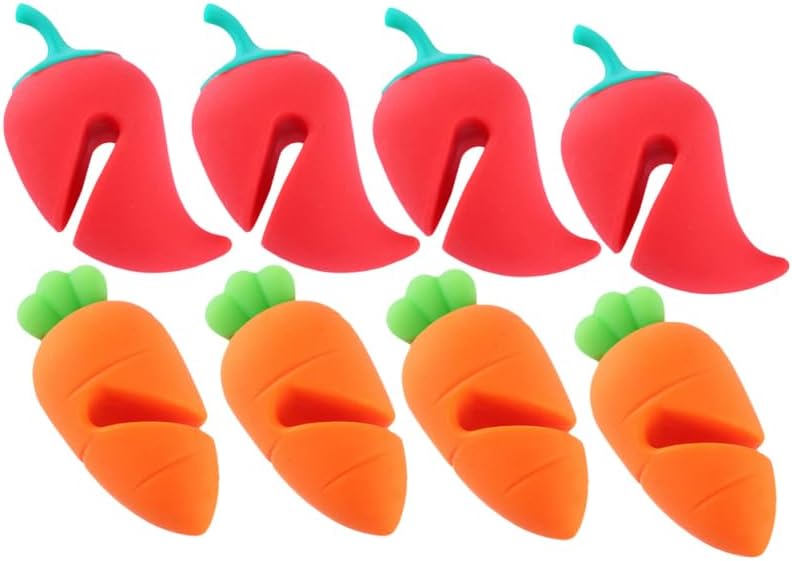 Angoily Pot Lid Lifter 8-Pack Silicone Spill Proof Boil Stoppers Heat Resistant Raised Edge Pot Lid Holders for Kitchen Cooking Food-Grade Spill Stoppers