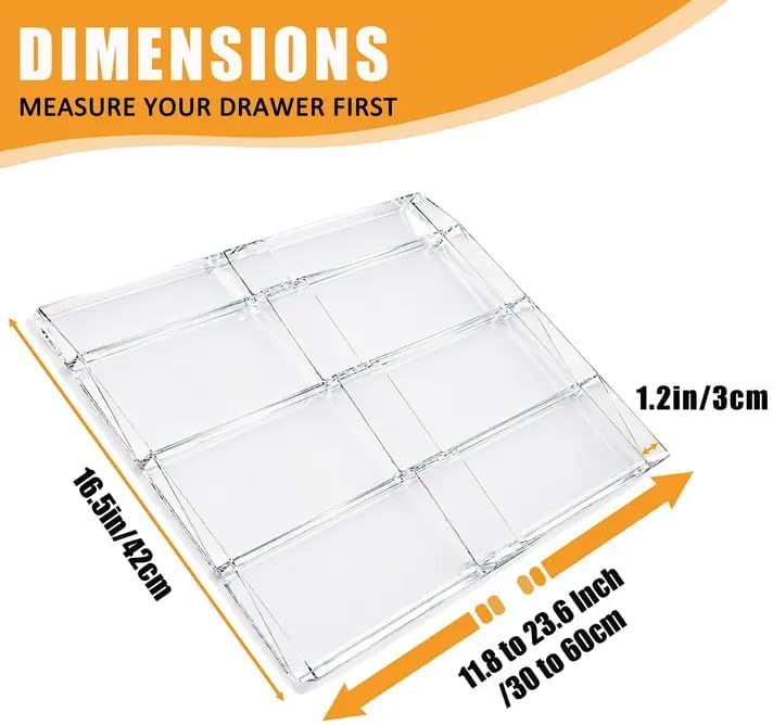 Spice Drawer Organizer,4 Tier Clear Acrylic Spice Rack for Drawer | Expandable 11.8 to 23.6,Seasoning Organizer Tray for Kitchen Drawer,Keep Spice Labels Visible and Easy to Grab,Organizer Only