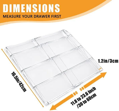 Spice Drawer Organizer,4 Tier Clear Acrylic Spice Rack for Drawer | Expandable 11.8 to 23.6,Seasoning Organizer Tray for Kitchen Drawer,Keep Spice Labels Visible and Easy to Grab,Organizer Only
