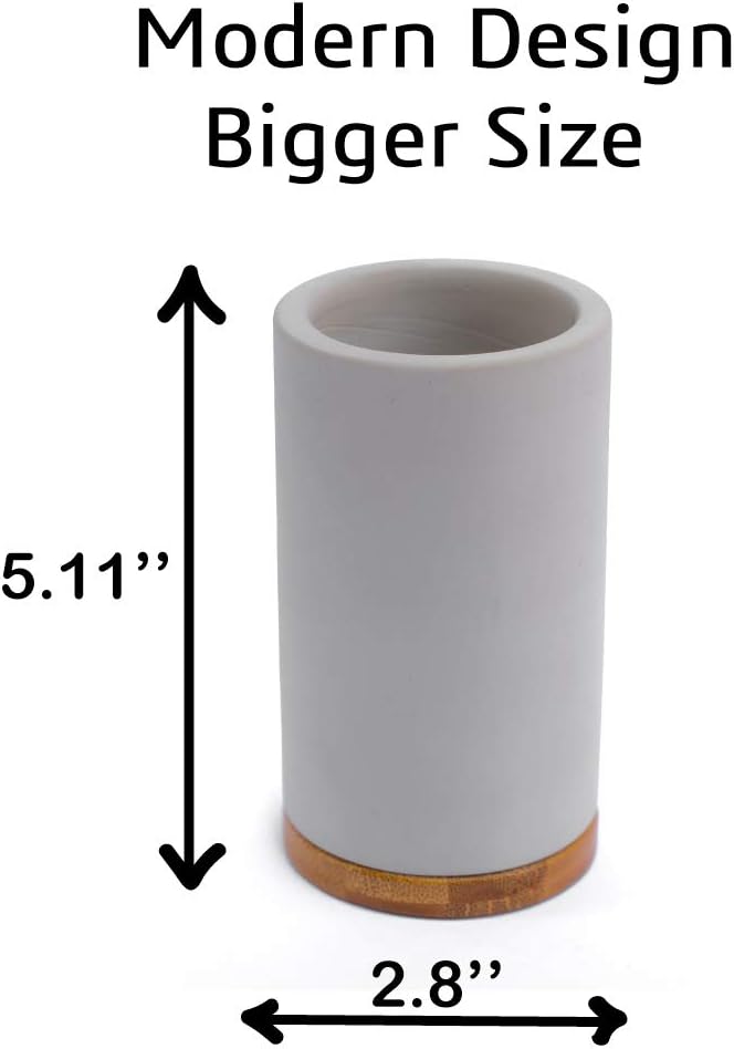 Matani Bamboo Toothbrush Holder Diatomite Tooth Brush Organizer - Storage Stand for Small Bathroom & Counter - Removable Base & Drain Holes, Water-Absorbent & Quick-Drying (Brown)
