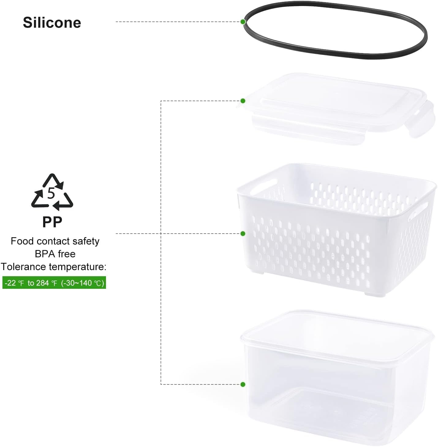 Fruit Storage Containers for Fridge with Removable Colander 10 | Airtight Food Storage Container Dishwasher Safe Produce Saver for Refrigerator Keep Berry Fruit Fresh Longer Large Clear