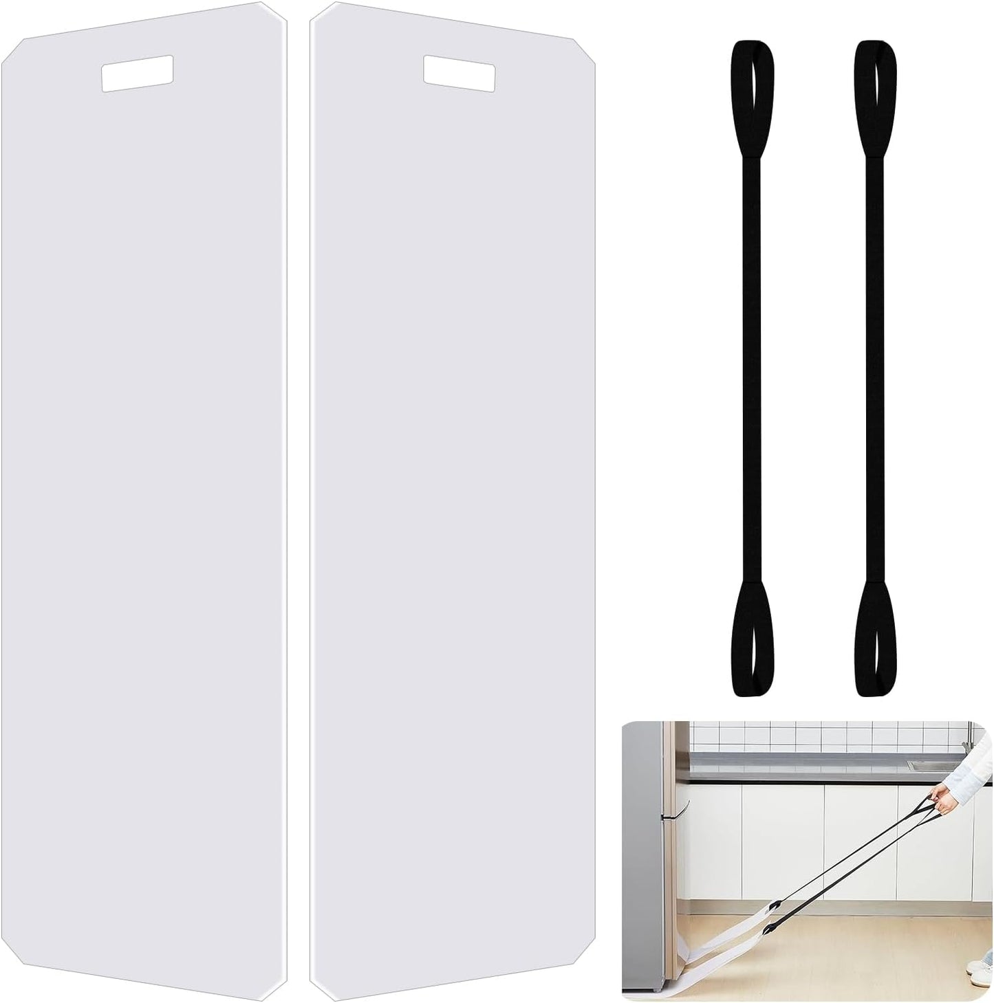 Heavy Duty Furniture Sliders for Appliance Moving - 660LB Capacity, Non-Scratch Pads for Carpet, Tile & Hardwood Floors, Includes Pull Strap (8"x48", 2-Pack)