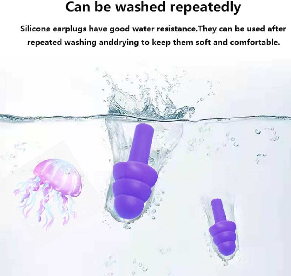 Earplugs for Sleeping Noise Cancelling, 8Pairs Reusable Ear Plugs | Super Soft Silicone, NRR 32 dB, Triple Seal Waterproof, Sleep/Swim/Concerts/Work, Washable BPA-Free, 8Colors Individual Packs