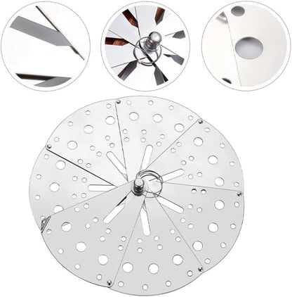 Adjustable Stainless Steel Spill Stopper Lid Cover - Anti-Spill, Anti-Fade, Space-Saving, Fits Various Pots, 8.85 Inch, Silver