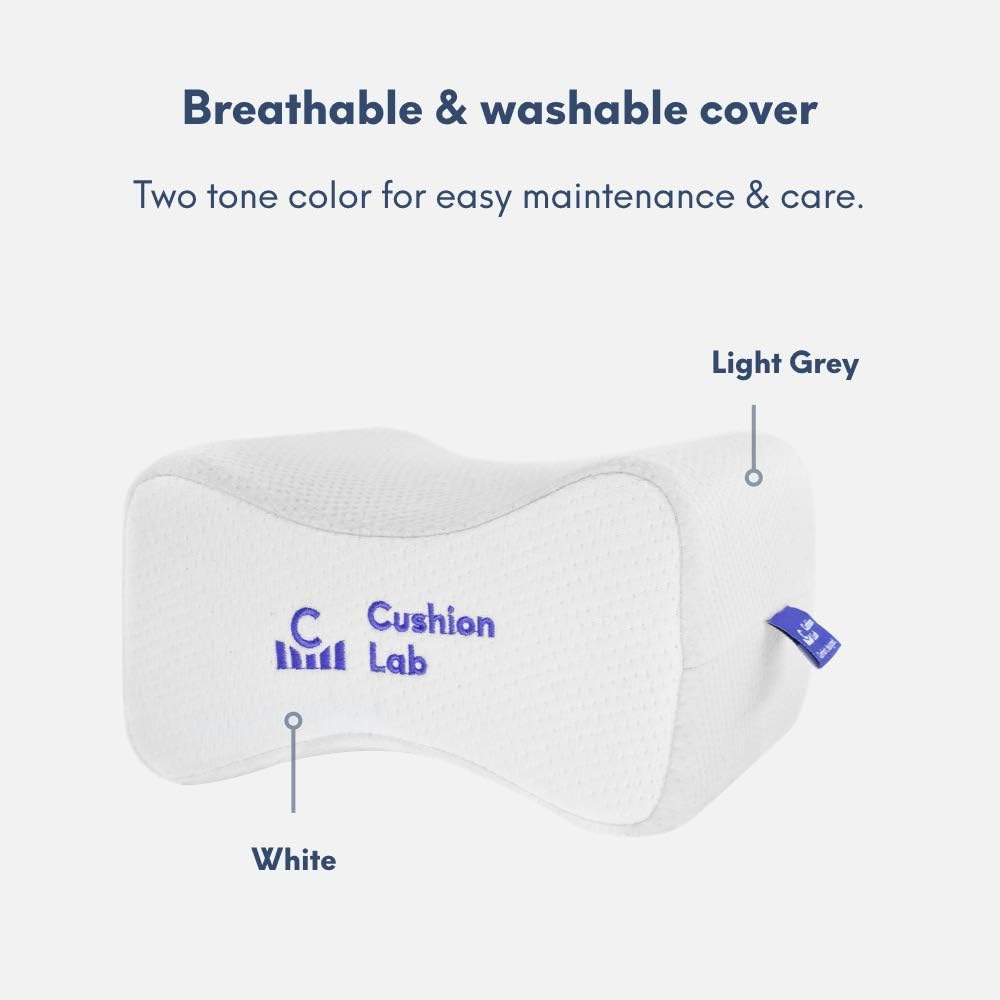 C CUSHION LAB Extra Support Orthopedic Knee Pillow for Side Sleepers - Healthy Alignment Leg Pillow for Sleeping - Hip, Pregnancy, Sciatica, & Back Pain Relief - Memory Foam Contour Wedge - Large Size