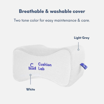 C CUSHION LAB Extra Support Orthopedic Knee Pillow for Side Sleepers - Healthy Alignment Leg Pillow for Sleeping - Hip, Pregnancy, Sciatica, & Back Pain Relief - Memory Foam Contour Wedge - Large Size
