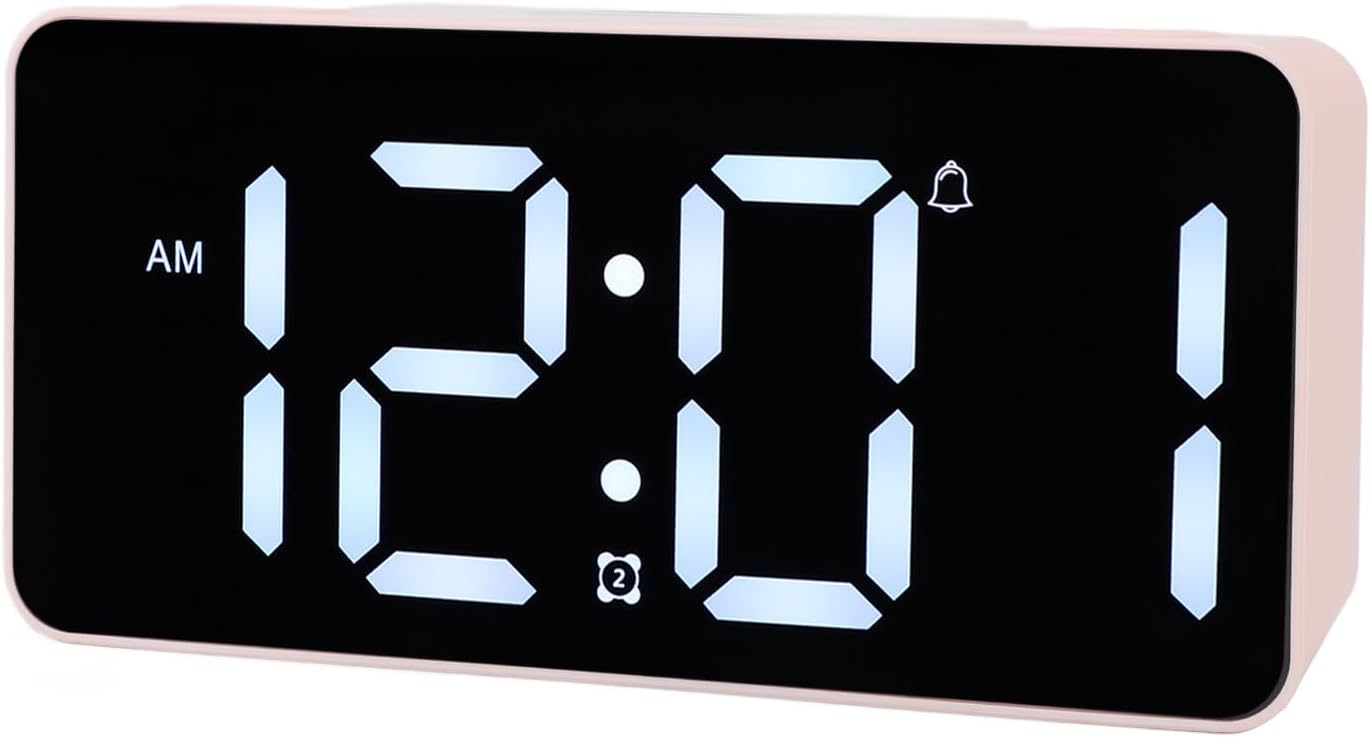 Pongnas Vibrating Alarm Clock with Bed Shaker for Sleepers LED Display 15 Color Modes Dual Alarms 5 Volume Levels 12 24 Hour Format Snooze Function