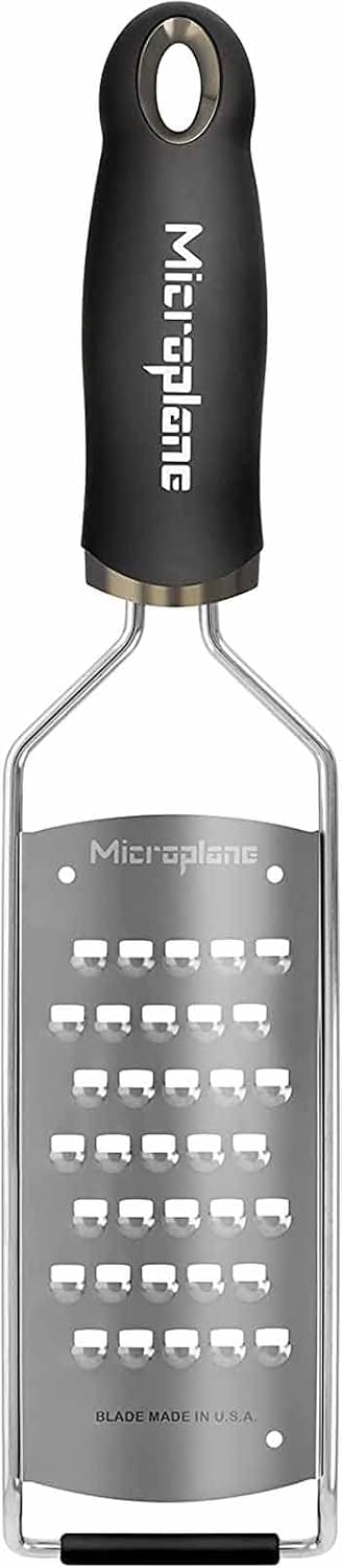Microplane Gourmet Series Cheese Grater with Soft Touch Handle (Extra Coarse, Black)