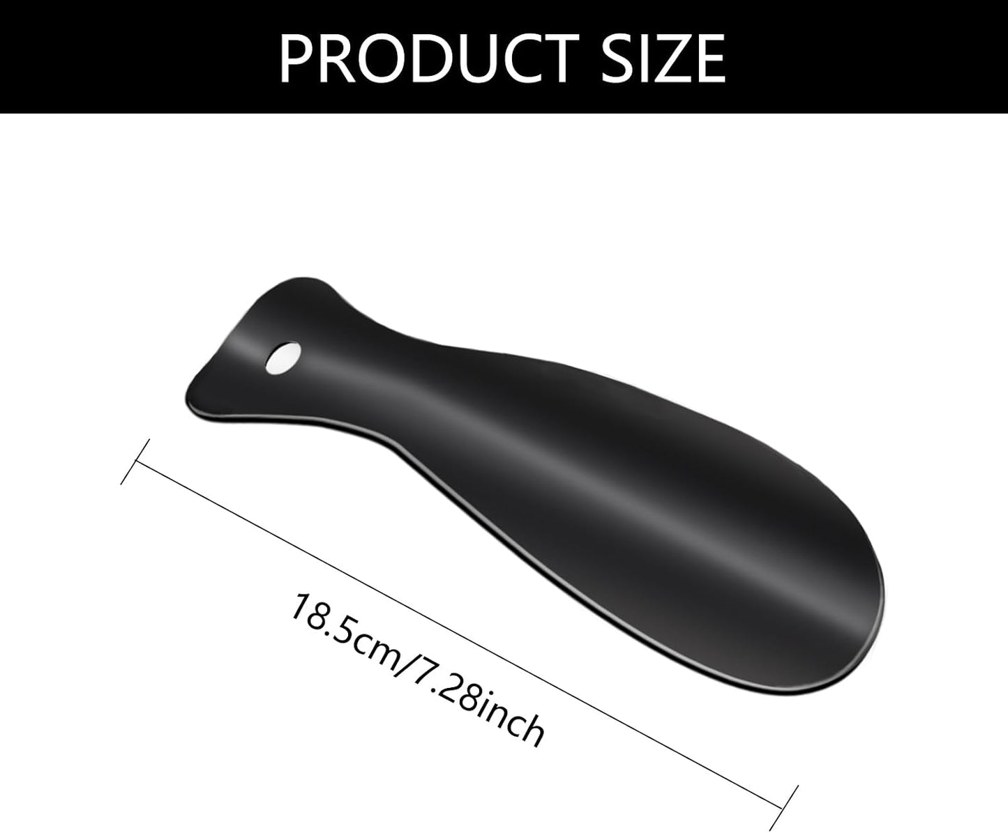 2 Pack Metal Shoehorns, 7.28 Inches Portable Black Metal Shoe Horns for Travel Use