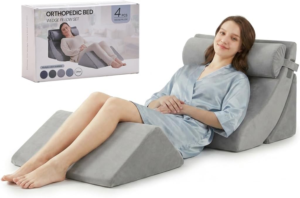 Axelrod Orthopedic Bed Wedge Pillow Set, Post Surgery Foam for Back, Neck and Leg Pain Relief Comfortable & Adjustable Ortho Pillows- Anti Snoring, Heartburn, Acid Reflux & GERD Sleeping Navy