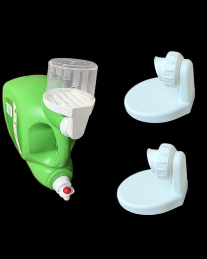 (2) Laundry Detergent Cup Holders with Drip Tray, Compatible Lid Drain for Tide, GAIN, Downy and ERA ONLY. No Leak Drain System, White, Made in The USA (White)