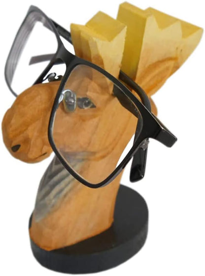 Red Dollar Handmade Wood Carved Animal Eyeglass Holder, Cute Sunglasses Display Stand, Nightstand Home Office Desk Decor, Christmas Holiday New Year Business Gift for Men Women Adults (Dog)