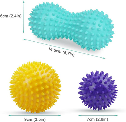 URAQT Spiky Massage Ball Set, 2 Pack Physical Therapy Massage Balls, Hard Lacrosse Ball & Spiky Massage Ball for Myofascial Release and Trigger Point Deep Tissue Massage (Purple)