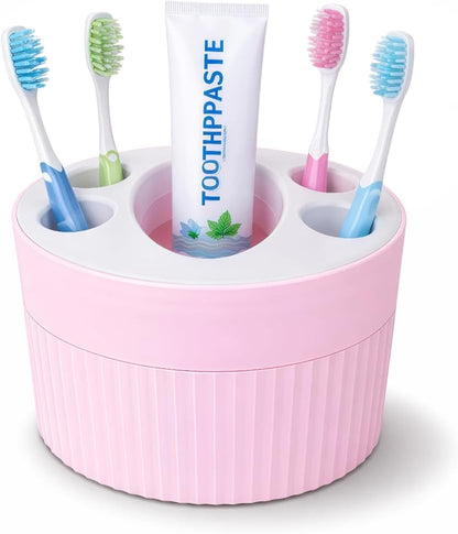 Toothbrush Holder for Bathroom Countertop, Multi-Slot Toothbrush Caddy with Drainage, Detachable Design, Non-Slip Base, Toothpaste Organizer (1, Blue)
