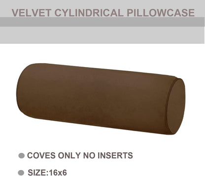 Neck Roll Pillowcases Velvet Cylindrical Pillow Covers 16"x6" with Hidden Zipper for House Home Decor Neck Roll Pillow Cervical Neck Roll Memory Pillow Cylinder Round Cushion (Black, 16x6)