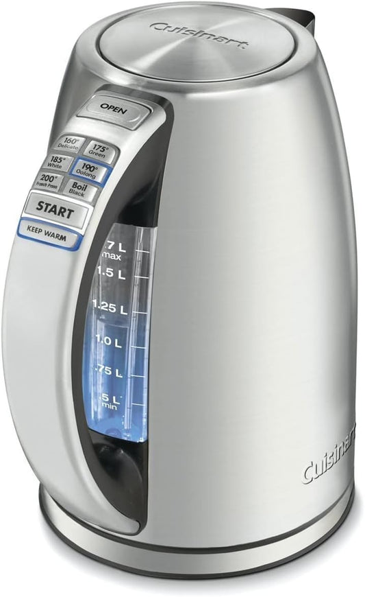 Cuisinart Electric Kettle, 1500W Fast Heating, 6 Temp Presets, 1.7L | Bring water to a boil with Cuisinart PerfecTemp cordless electric tea kettle, includes auto shutoff & 360° base, CPK-17P1