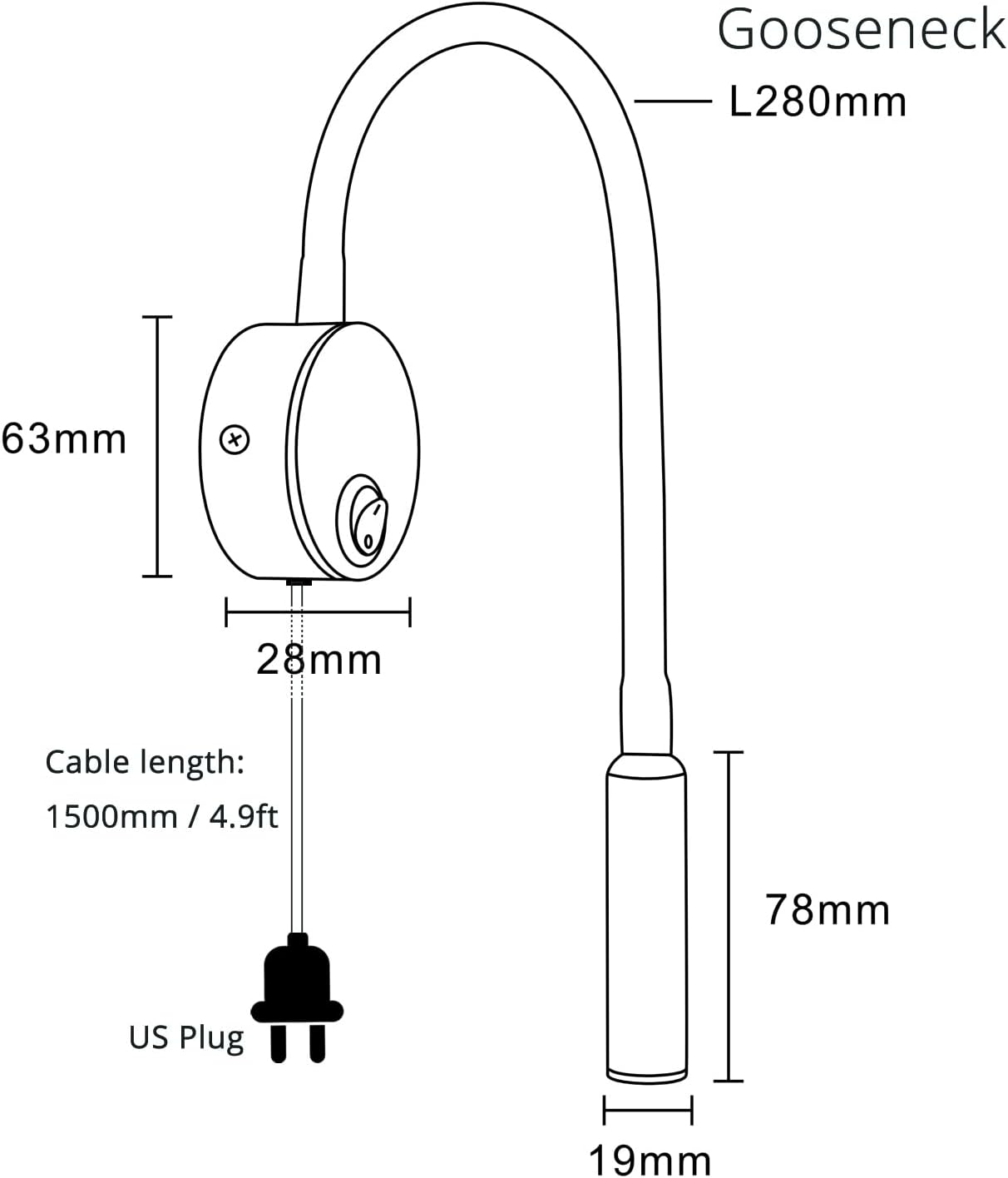 2-Pack Wall Mounted LED Reading Lamp Focused 25° Spotlight for Bedroom headboard Marine Cabin Boat Yacht Interior Light Hotel Suite Hospital Patient Room Bedside Sconce 4.92ft Cord