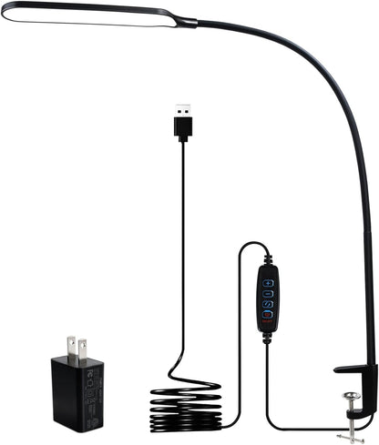18W 3000LM LED Clamp Desk Lamp | CRI 95 Eye-Caring Light with Remote & Touch Control, 360 Flexible Gooseneck, 3 Color Modes for Home Office(Adapter Included)